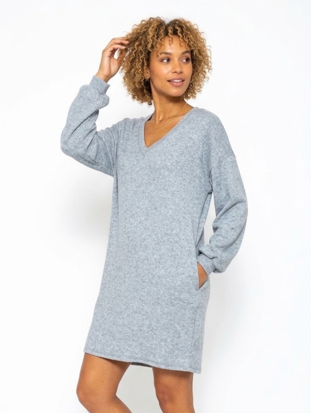 Zenana Outfitters Gray / Blue Long Sleeve - Oversized